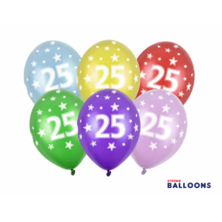Latexový balónek pro 25. narozeniny, pastelový, mix barev, velikost 30cm (zn. StrongBalloons)