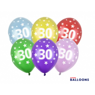 Latexový balónek pro 30. narozeniny, pastelový, mix barev, velikost 30cm (zn. StrongBalloons)