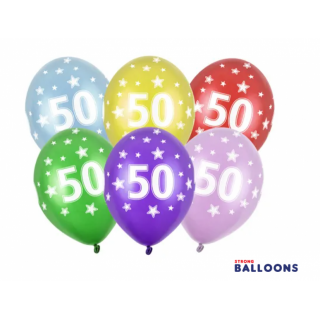 Latexový balónek pro 50. narozeniny, pastelový, mix barev, velikost 30cm (zn. StrongBalloons)