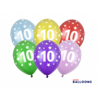 Latexový balónek pro 10. narozeniny, pastelový, mix barev, velikost 30cm (zn. StrongBalloons)