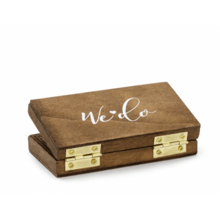 Dřevěná krabička na prstýnky s nápisem We Do - Mr & Mrs, velikost 10x5.5cm (zn. PartyDeco)
