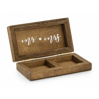 Dřevěná krabička na prstýnky s nápisem We Do - Mr & Mrs, velikost 10x5.5cm (zn. PartyDeco)
