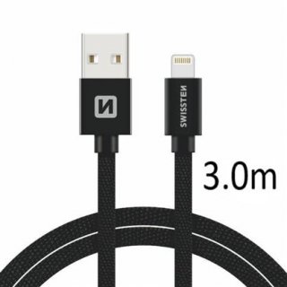 Datový kabel USB-A / Lightning v odolném zpracování, délka 3m (zn. SWISSTEN)