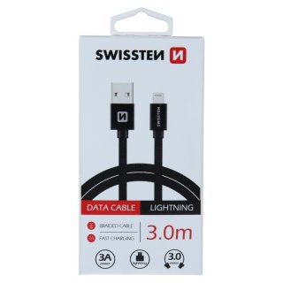 Datový kabel USB-A / Lightning v odolném zpracování, délka 3m (zn. SWISSTEN)