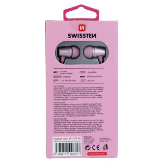 SWISSTEN Stereo sluchátka s mikrofonem YS500 METAL DYNAMIC - růžová barva