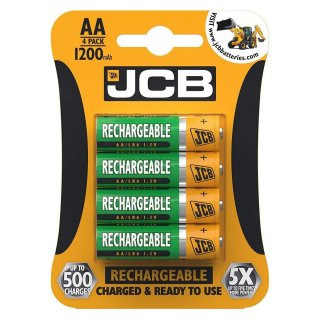 JCB nabíjecí tužkové baterie 4x AA nimh/r06, min.1 200mAh, přednabitá, blistr 4ks