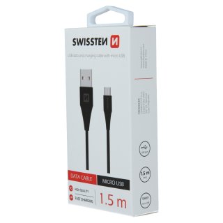 Datový kabel USB-A na micro USB, délka 1.5m (zn. SWISSTEN)
