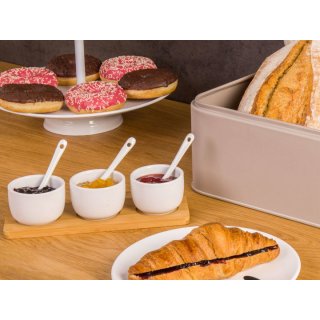 Servírovací sada - porcelánové misky se lžičkou na omáčky, bambusové prkénko - set 7ks (zn. ExcellentHousware)