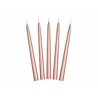 Svíčka kónická, rosegold metalická, délka 24cm, 1ks (zn. PartyDeco)