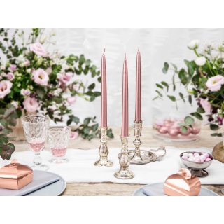 Svíčka kónická, rosegold metalická, délka 24cm, 1ks (zn. PartyDeco)