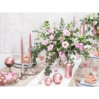 Svíčka kónická, rosegold metalická, délka 24cm, 1ks (zn. PartyDeco)