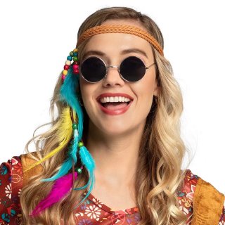Čelenka pro indiánku / hippie ženu s peříčky a korálky, barevná (zn. BOLAND)