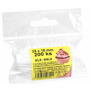 Papírové košíčky cukrářské bílé 23x18mm 200 ks