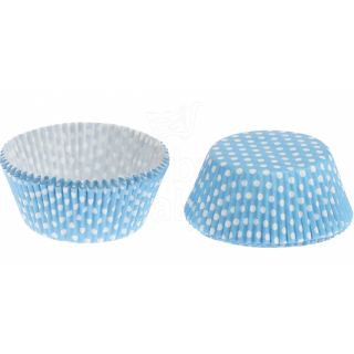 Papírové košíčky na muffiny PUNTÍKY modré 50x30mm, 40ks