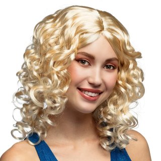 Paruka dámská - kudrnaté delší vlasy, blondýnka (zn. BOLAND)