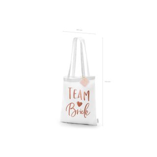 Látková taška TEAM bride, rosegold barva, rozměr 39x42cm (zn. PartyDeco)