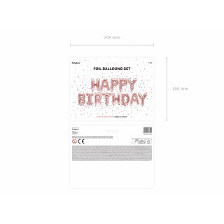 Fóliová girlanda HAPPY BIRTHDAY z balónků, rosegold barva, délka 3.4m (zn. PartyDeco)