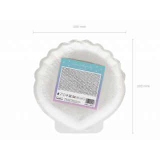 Papírové talířky Mušle Mermaid / Mořský svět, průměr 18.5cm, holografické, set 6ks (zn. PartyDeco)