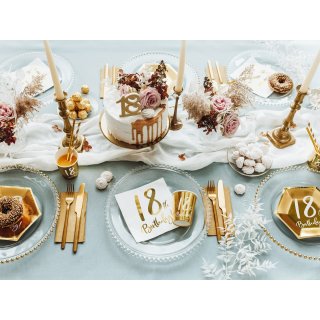 Dortová svíčka pro 18. narozeniny, zlatá glitrovaná barva, velikost 7.5cm (zn. PartyDeco)