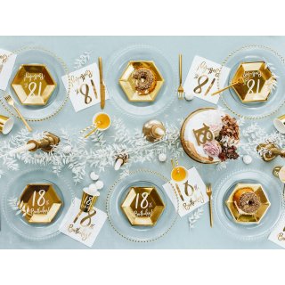 Dortová svíčka pro 18. narozeniny, zlatá glitrovaná barva, velikost 7.5cm (zn. PartyDeco)