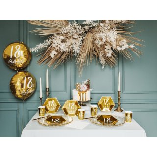 Dortová svíčka pro 18. narozeniny, zlatá glitrovaná barva, velikost 7.5cm (zn. PartyDeco)
