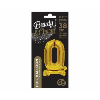 Fóliový balónek ČÍSLICE 0, stojací pouze na vzduch - zlatá barva, velikost 38cm (zn. Godan-Beauty&Charm)