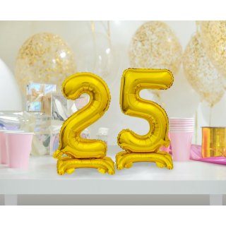 Fóliový balónek ČÍSLICE 2, stojací pouze na vzduch - zlatá barva, velikost 38cm (zn. Godan-Beauty&Charm)