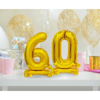 Fóliový balónek ČÍSLICE 6, stojací pouze na vzduch - zlatá barva, velikost 38cm (zn. Godan-Beauty&Charm)