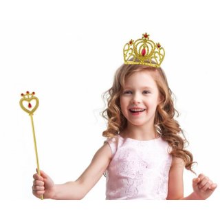 Korunka s rubíny - výška 9cm, průměr 11.5cm, zlatá barva (zn. Godan)