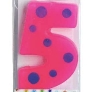 SVÍČKA ČÍSLICE "5", ZAPICHOVACÍ, 3X4,5X0,9CM
