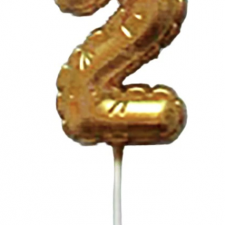 BALÓNEK ČÍSLICE 2 3,7X5,9CM ZÁPICH DO DORTU ZLATÁ