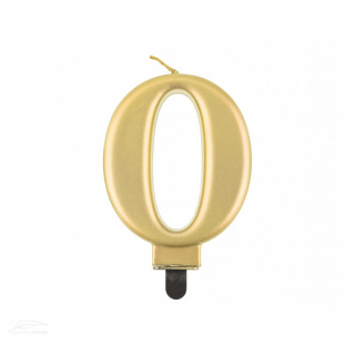 Svíčka na dort, ČÍSLICE 0, zlatá metalická barva - velikost 8cm (zn. Godan-kolekce Beauty&Charm)