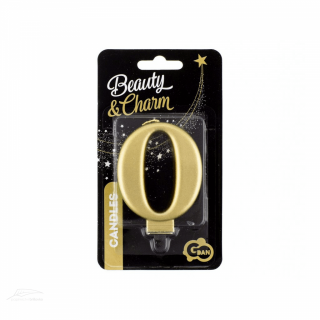 Svíčka na dort, ČÍSLICE 0, zlatá metalická barva - velikost 8cm (zn. Godan-kolekce Beauty&Charm)