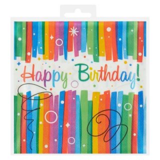 Ubrousky Happy Birthday - barevné, rozměr 33x33cm, set 20ks (zn. UNIQUE)
