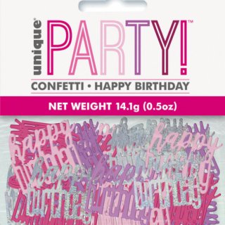Konfety Happy Birthday, růžový mix, 14g (zn. UNIQUE)