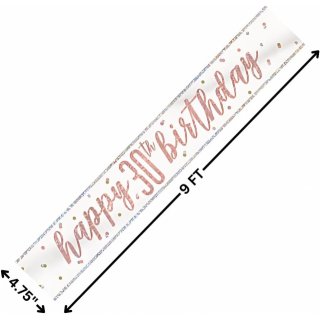 Závěsný banner Happy Birthday 30. narozeniny, metalický, délka 274cm (zn. UNIQUE)