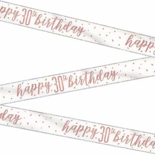 Závěsný banner Happy Birthday 30. narozeniny, metalický, délka 274cm (zn. UNIQUE)