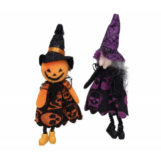 Dekorace Halloween čarodějnice/strašák na zavěšení 20x10x5 cm