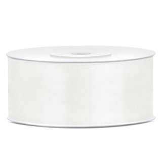 Stuha saténová, světle krémová, 2.5cm/25m (zn. PartyDeco)