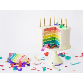 Narozeninové svíčky úzké, délka 6cm, zlatá barva - set 6ks (zn. PartyDeco)
