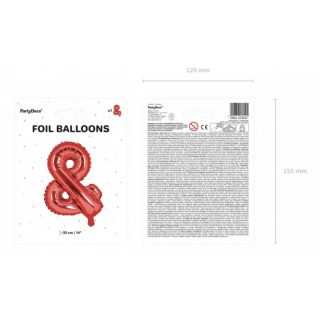 Fóliový balónek znak ''&'' 35cm, červená
