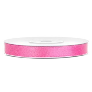 Stuha saténová, růžová, 0.6cm/25m (zn. PartyDeco)