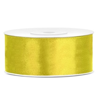 Saténová stuha, tmavě žlutá, 2.5cm/25m (zn. PartyDeco)