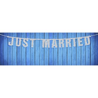 Baner "Just married", stříbrný