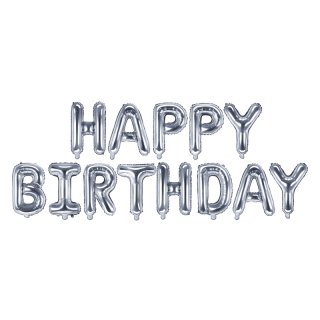 Foliové balonky, nápis "Happy birthday", stříbrný