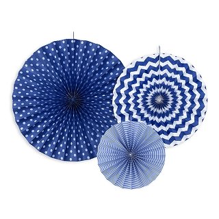 Dekorativní rozety 3ks - tmavě modré se vzory