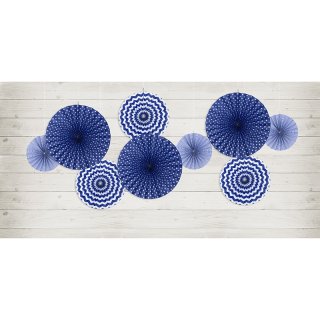 Dekorativní rozety 3ks - tmavě modré se vzory