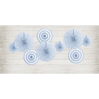 Dekorativní rozety 3ks - světle modré se vzory