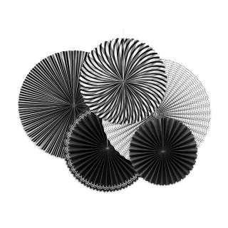 Dekorativní rozety 5ks - černobílé