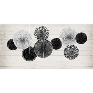 Dekorativní rozety 5ks - černobílé